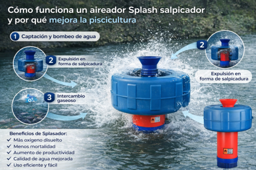 Como funciona un aireador Splash salpicador y por qu&eacute; mejora la piscicultura